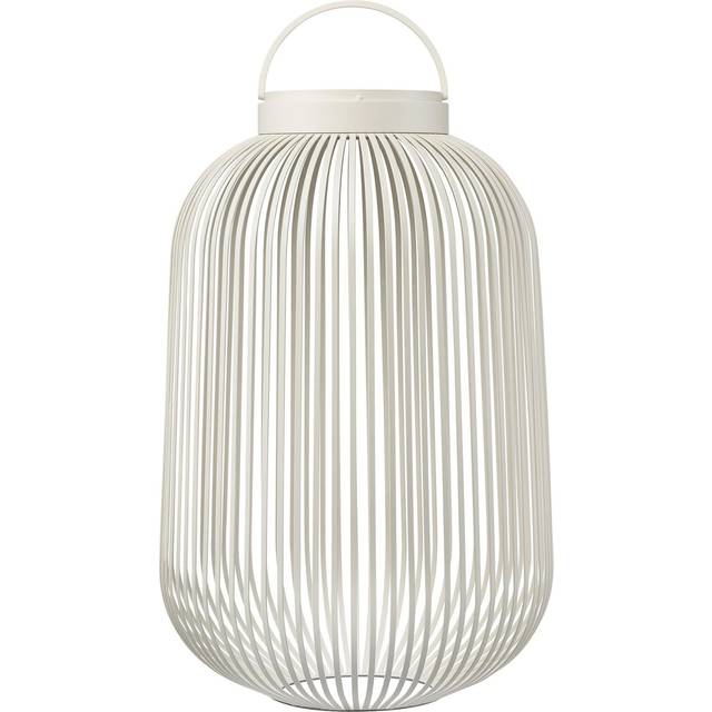 Blomus LED Laterne LITO | Mobile Akku Outdoor Leuchte aus hochwertigem Eisen | Farbe Silk Gray | Größe L | 31L x 31B x 49H cm | 3 Lichtfarben | Dimmbar per Touch | Spritzwassergeschützt IP54