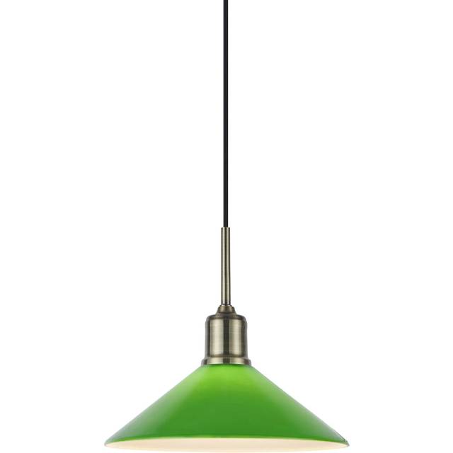 Markslöjd Hänglampa Vela, grön/gammal mässing, glas/järn Ø 25 cm plugg