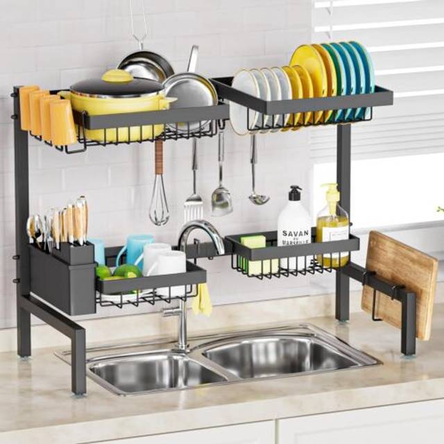 SNSLXH2Tier 4 BasketsOver The Sink Dish Drying Rack  248354  Large Sink Rack for Kitchen  Extensible and Adjustable  S