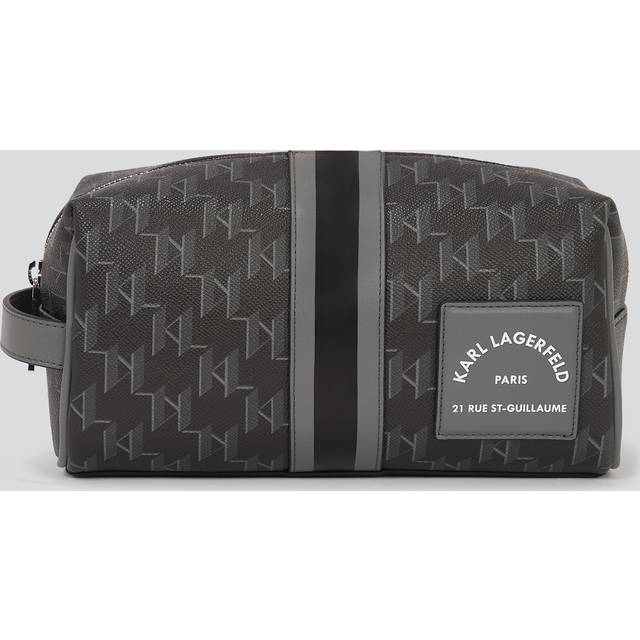 Karl Lagerfeld, K/kanvas Wash Bag, Man, Black/Gray, Size: One size - Black/gray