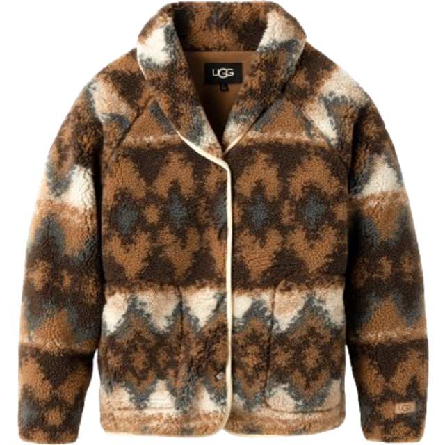 UGG W Elaina Uggfluff Cardigan - Brown, Brown, Size Xs, Women - XS