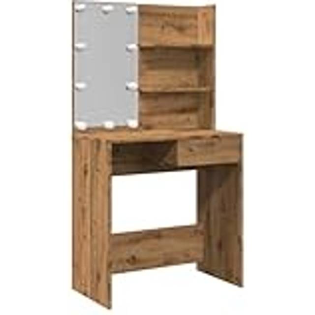 vidaXL Dressing Table with LED Artisan Oak 74.5x40x141 cm - Brown