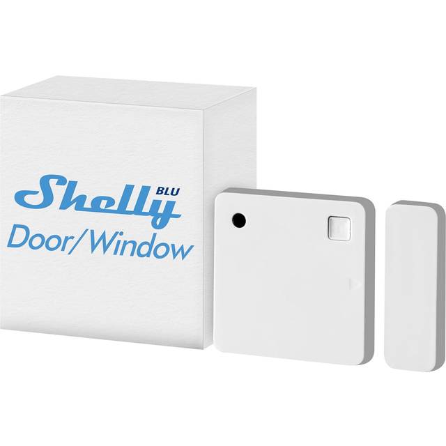 Shelly BLU Door/Window Vit – Bluetooth-dörr- och fönstersensorer, Fjärrövervakning av Dörr- och Fönsteröppning, Ljus- och lutningssensor, 2 års Batteritid, Krypterad överföring