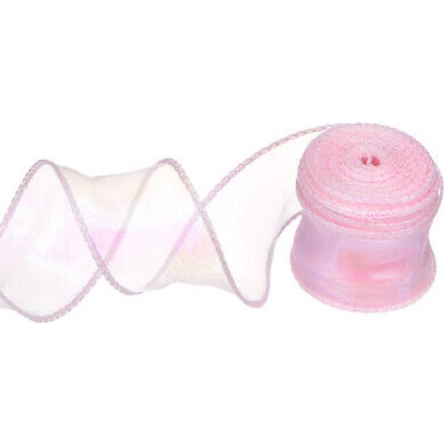 Sparkly sheer wired organza ribbon,1 1/2 inch x 10 yards [sakura pink]