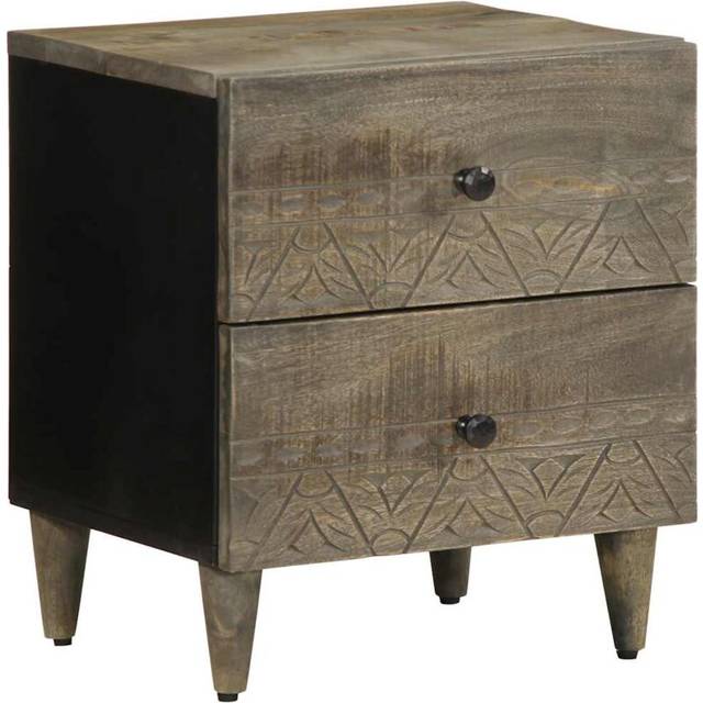 vidaXL Bedside Cabinet Light Grey 40x33x46 cm Solid Wood Mango