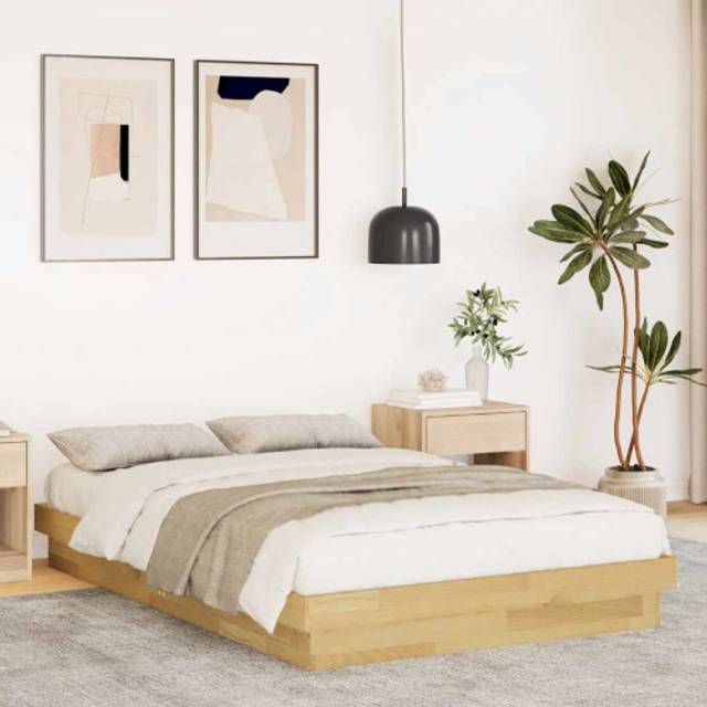 Vidaxl - Bed Frame without Mattress 120x190 cm Small Double Solid Wood Oak