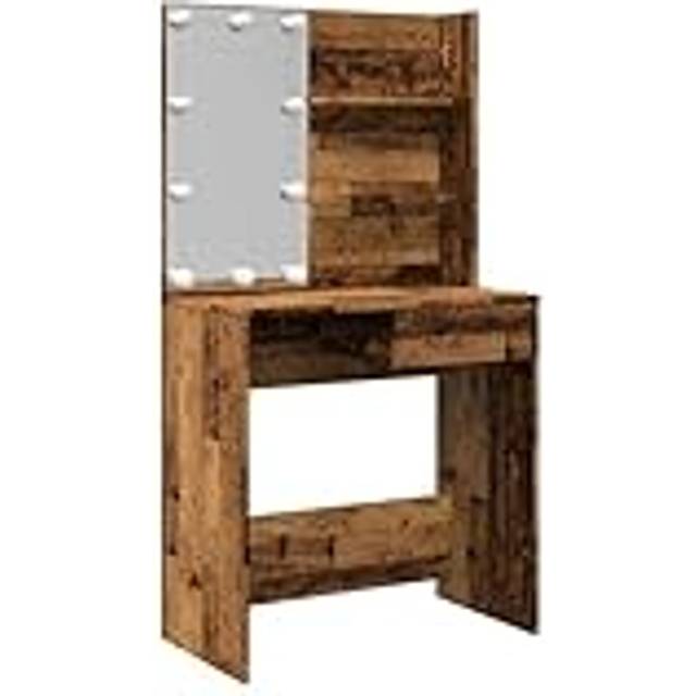 vidaXL Dressing Table with LED Old Wood 74.5x40x141 cm - Brown