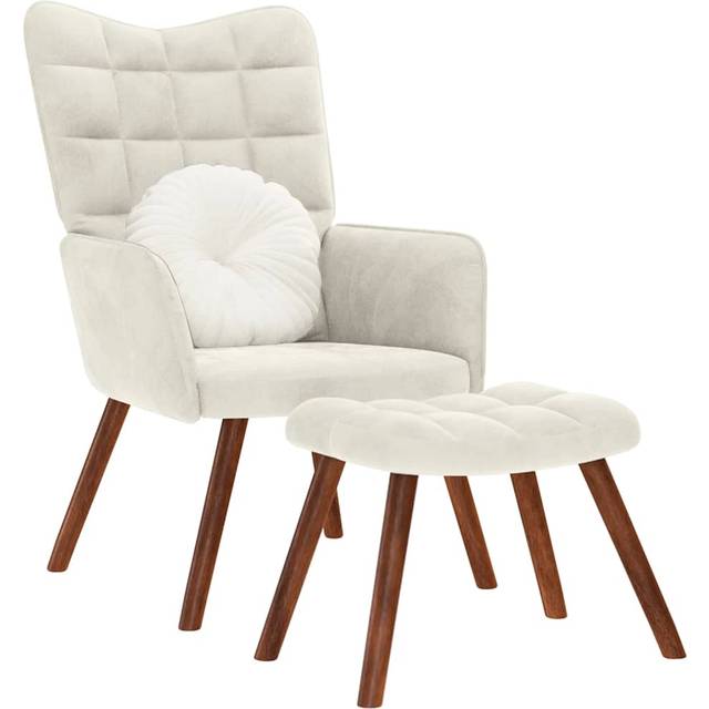 vidaXL Med Fodskammel Fløjl Lænestol