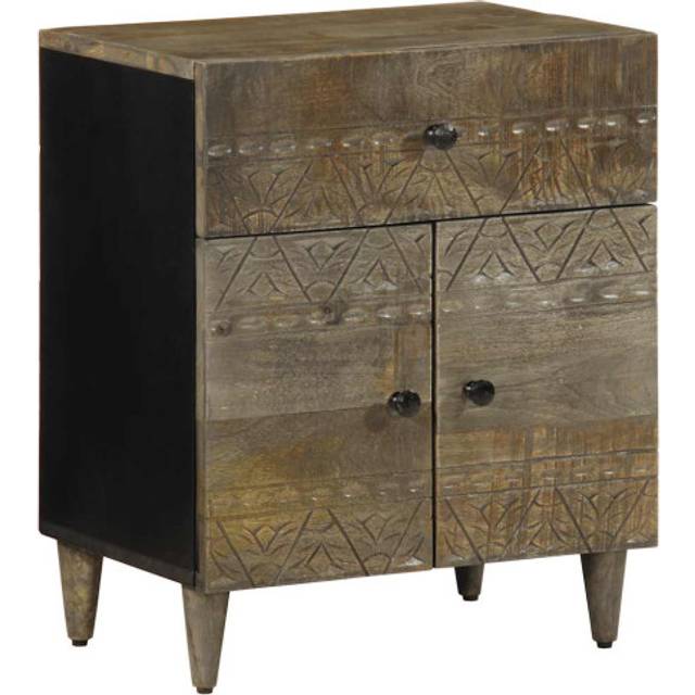vidaXL Bedside Cabinet Light Grey 50x33x60 cm Solid Wood Mango