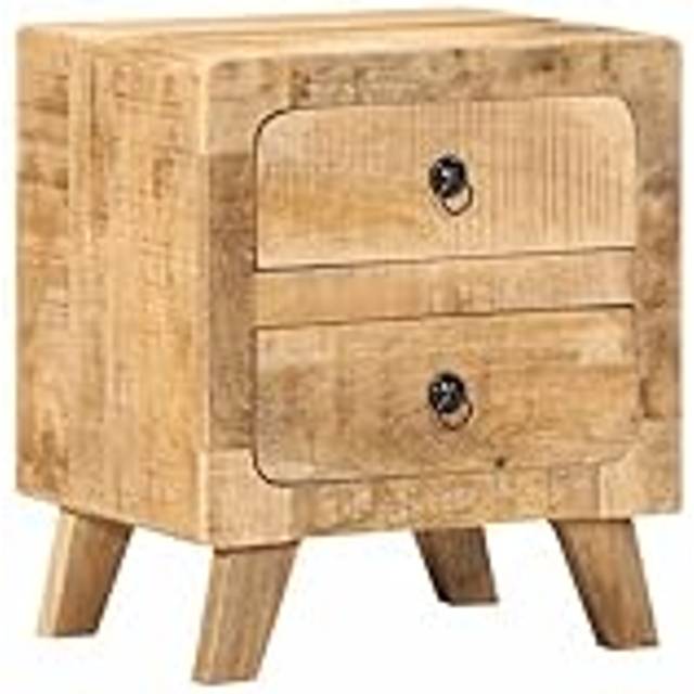 vidaXL Bedside Cabinet 40x32x46 cm Solid Wood Rough Mango - Brown