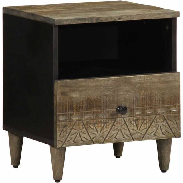 vidaXL Bedside Cabinet Light Grey 40x33x46 cm Solid Wood Mango