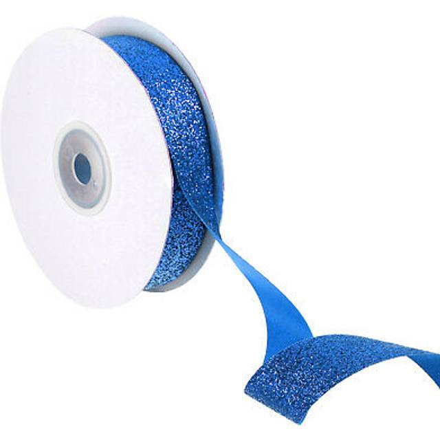 Sparkle ribbon, 25 yards x 7/8" sapphire polyester metallic sparkling ribbon