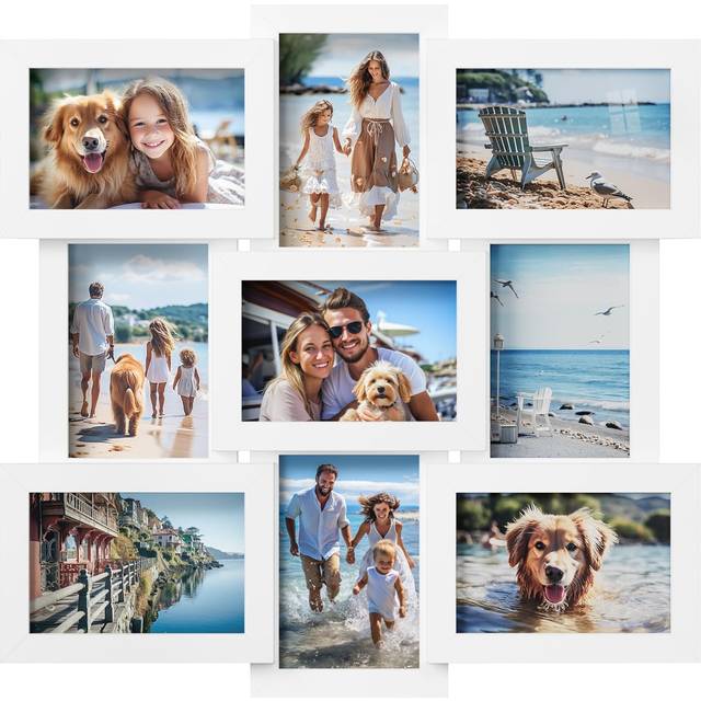 Picture Frames Collage for 9 Photos, White / 47.4L x 47W