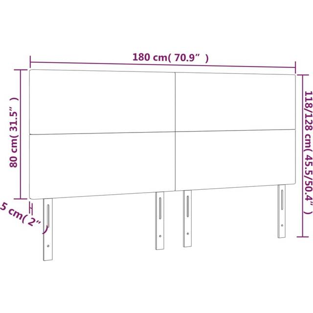 Sänggavel LED mörkgrå 180x5x118/128 cm tyg