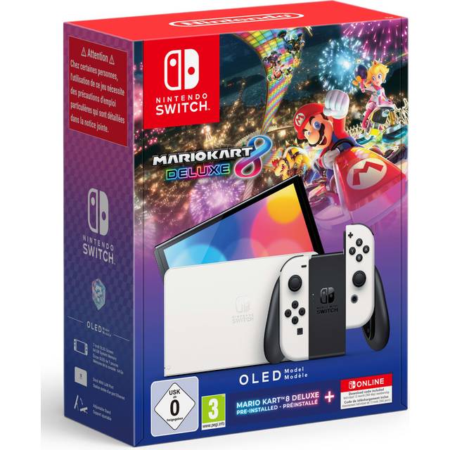 Nintendo Switch (OLED model) med Mario Kart 8 Deluxe og Nintendo Switch Online 12-måneders medlemskab