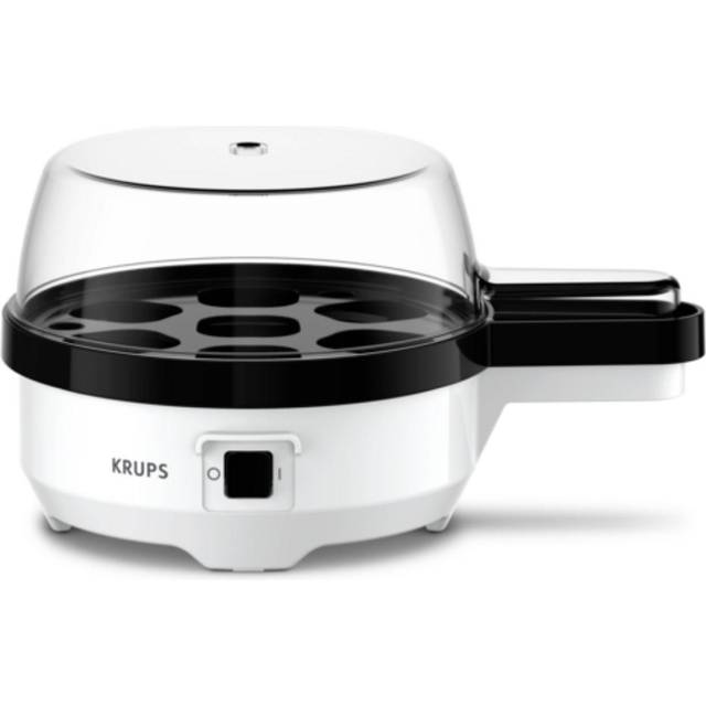 Krups Ovomat speciell äggkokare, för upp till 7 ägg, inkl. vattenmätkopp med äggkärna, ägghållare, signaltong, BPA-fri, EG233115, vit/svart