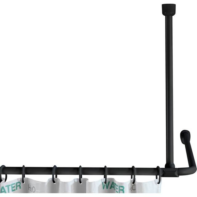 WENKO Shower Rail Holder, Aluminium, Black/Black, 57 cm