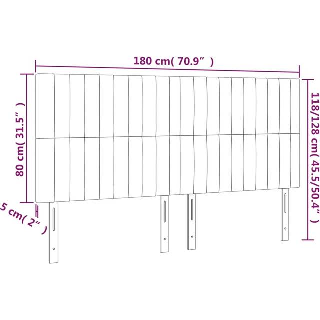 Sänggavel LED gräddvit 180x5x118/128 cm tyg