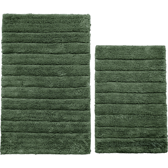 Allure Bath Fashions Dark Green Ribbed Bath Mat Set 2 Piece - 50 x 80cm