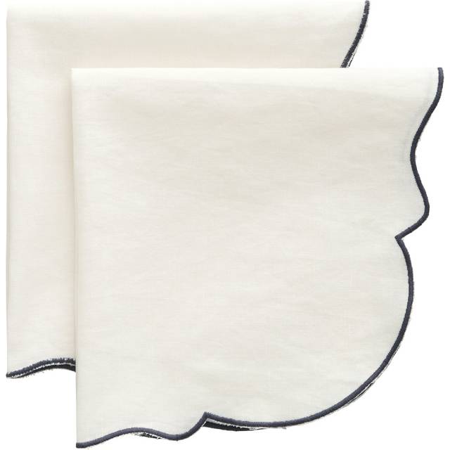 Decotique Gia Servett 45x45 Cm 2-pack Vit / Blå - Servetter & Tillbehör Bomull Vit - ML-25
