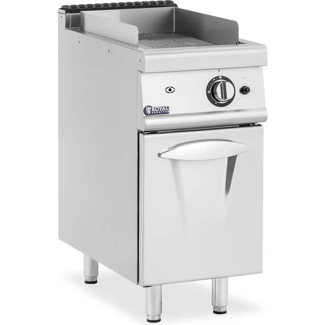 Royal Catering - Gas Griddle - 6kW - ribbed - 50-300 °c - propane/LPG/natural gas - base cabinet