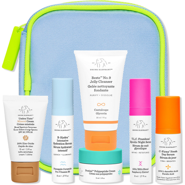 Drunk Elephant The Littles 7.0 - Includes Six Travel-Friendly A.M. and P.M. Essentials - Free of Essential Oils  Silicones & Fragrances