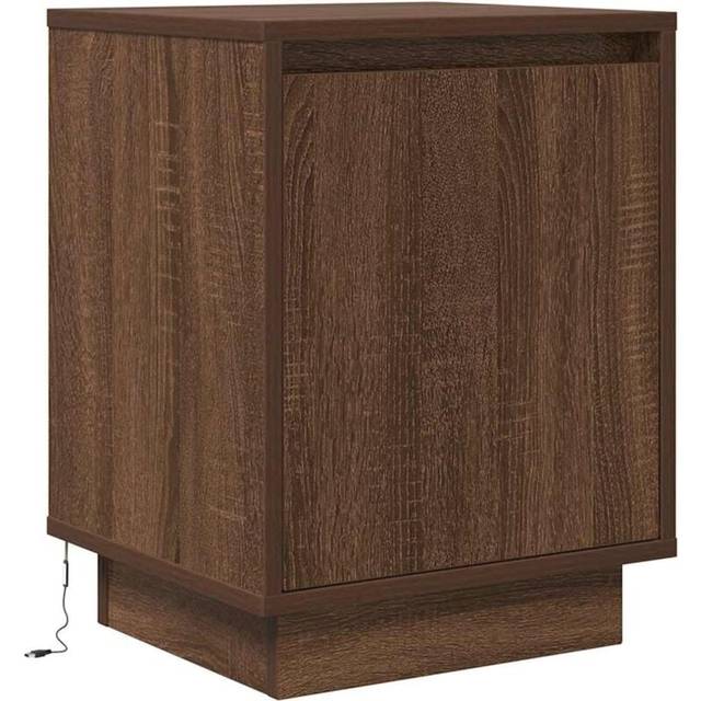 vidaXL Bedside Cabinet with LED Lights Brown Oak 38x34x50 cm - Brown oak