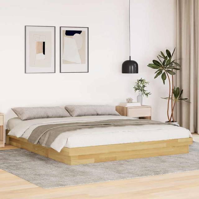 vidaXL Bed Frame without Mattress 200x200 cm Solid Wood Oak - Brown