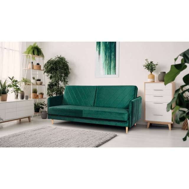 Cooperton 207Cm Square Arm Sofa Bed - Dark Green (93cm H X 207cm W X 93cm D)