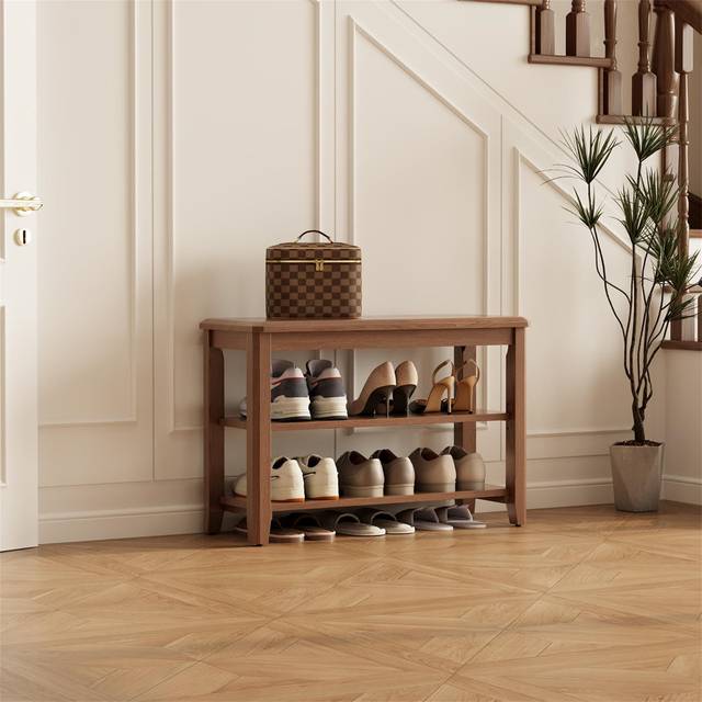Branum 6 Pair Solid Wood Shoe Storage Bench - Brown (6)