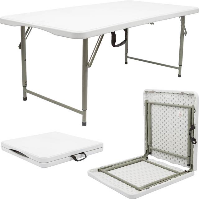 4 feet / 120cm Height Adjustable Folding Trestle Table - White