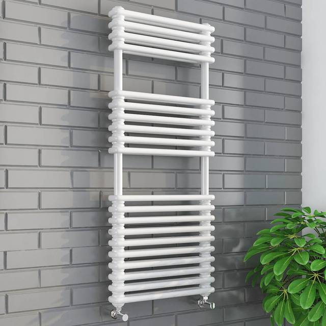 Vertical Designer Towel Rail - White (83.2 H x 50 W x 10 D cm)