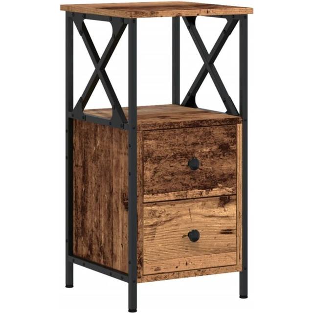 vidaXL Sängbord åldrat trä 34x35,5x70 cm konstruerat trä