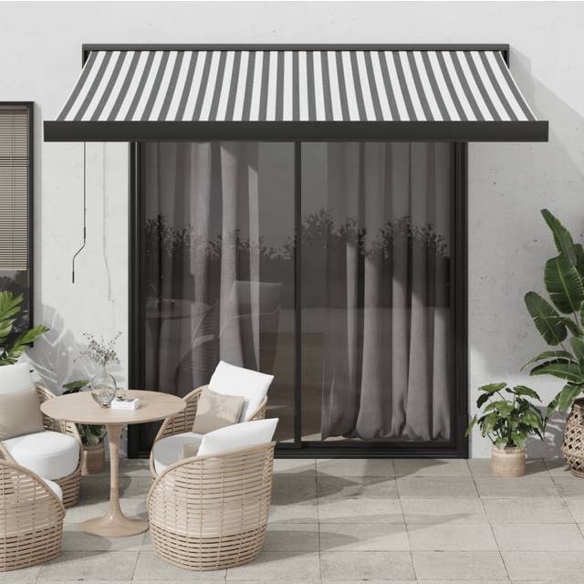 Markis infällbar antracit och vit 3,5x2,5 m tyg&aluminium