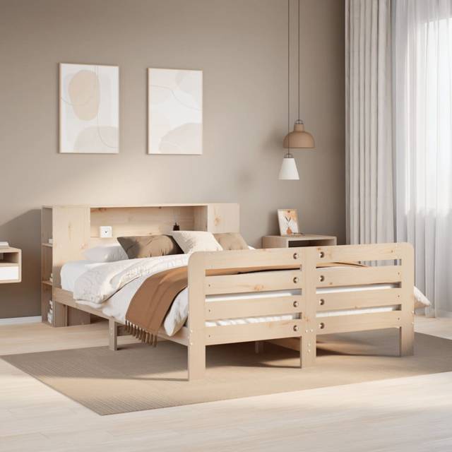 Union Rustic Bed Frame Without Mattress 160X200 Cm Solid Wood Pine - Natural (140 x 190 cm)