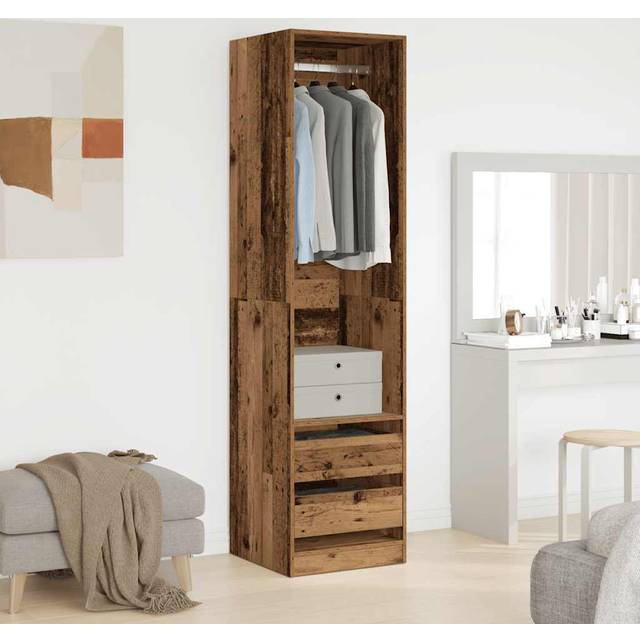 Audriella Manufactured Wood Wardrobe - Old Wood (200cm H X 50cm W X 50cm D)