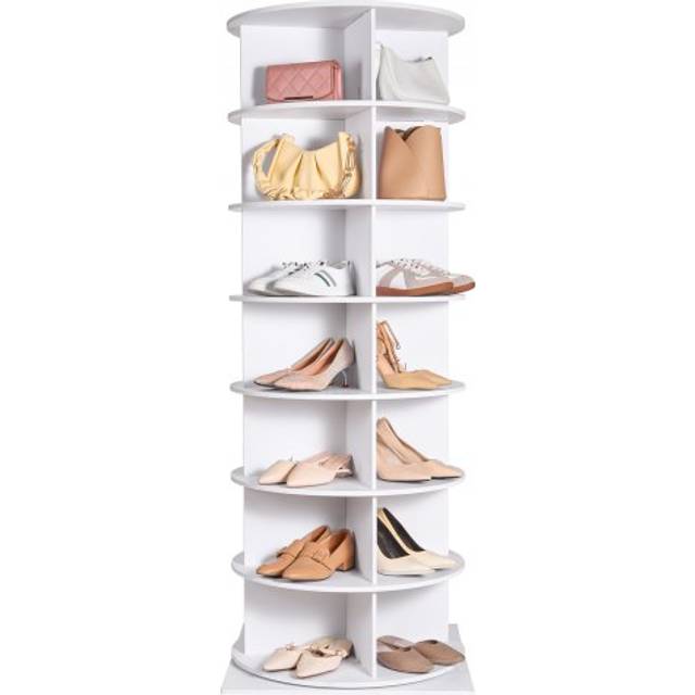 VEVOR 7-Tier Rotating Shoe Rack Tower 360°Spinning Shoe Display with Base Black