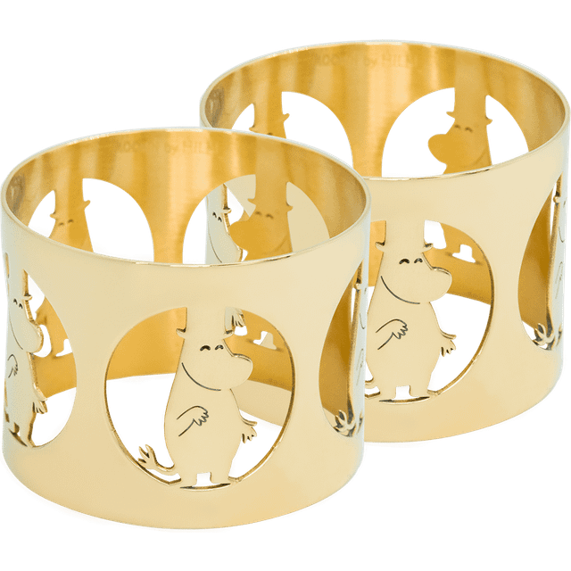 Hilke Collection Hilke X Mumin servettring Moominpappa 2-pack Förnicklad mässing - Guldfärgad