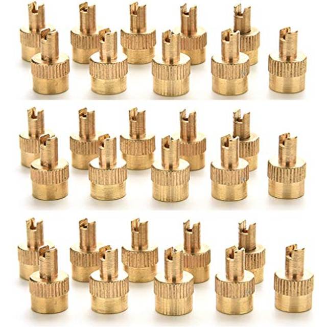 CosCosX 100 Pcs Metal Slotted Slot Valve Caps with Valve Core Remover Tire Valve Air Dust Cover Stem Cap Tyre Valve Caps Universal Tire Stem Covers fo