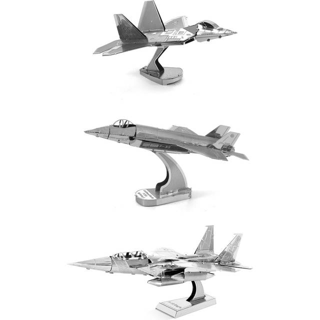 Metal Earth 3D Model Kits Set of 3: F22 Raptor  F35 Lightning II
