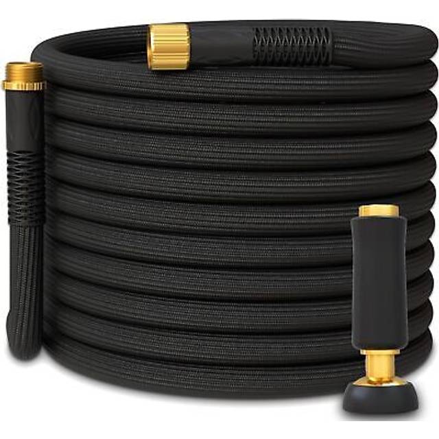 TITAN Garden Hose | Flexible Lightweight Kink-Free & Durable Hybrid Water Hose with Heavy Duty Brass Connectors & High-Pressure Jet Nozzle (50FT x 1/2