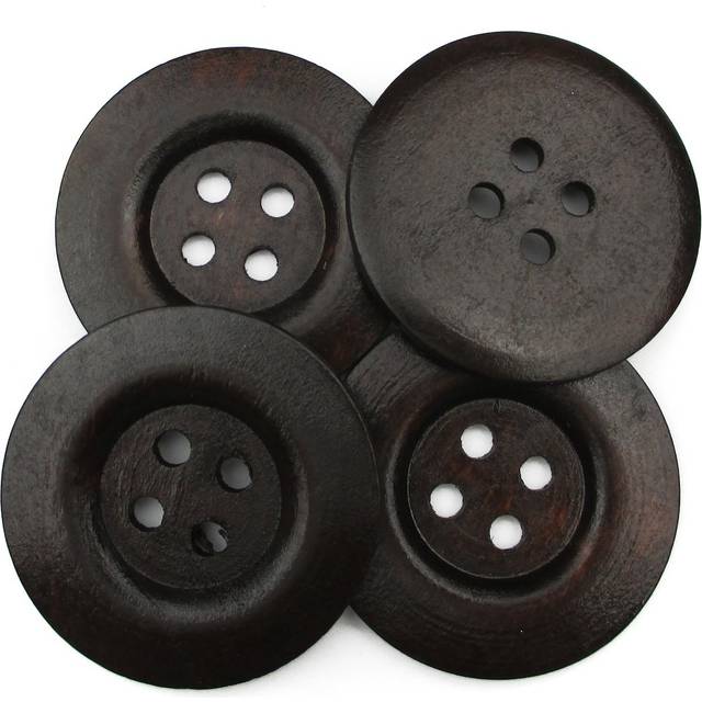 All In One 10pcs Dark Brown Large 4 Hole Sewing Wood Buttons with Wide