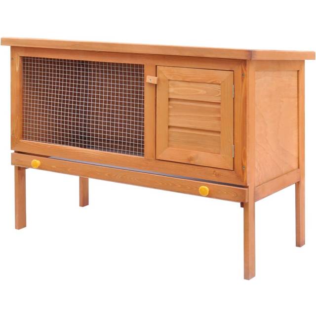 vidaXL Outdoor Rabbit Hutch Small Animal House Pet Cage 1 Layer Wood - Brown