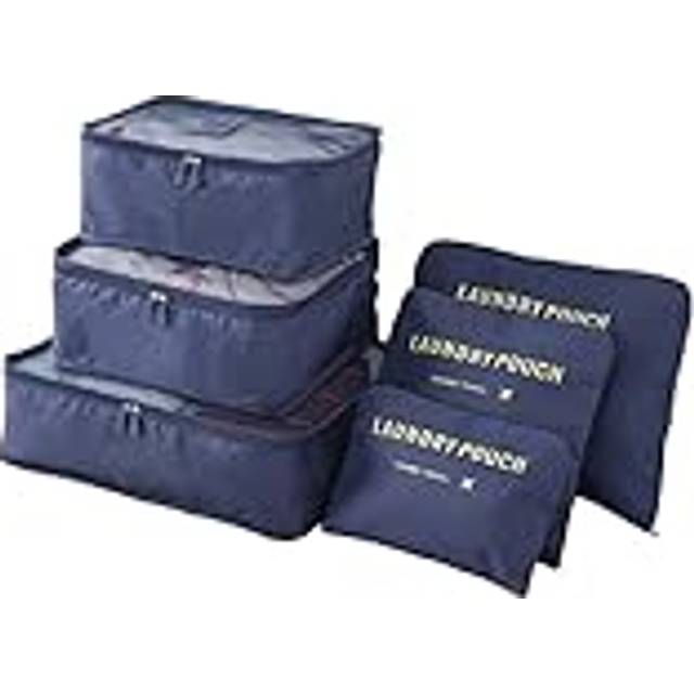 AUXDIQ 6 st packkuber för resväska resa bagage organisering väskor set packning organisatörer kompression resväska väska resa väsentlig väska, marinblå, Väskorganiserare
