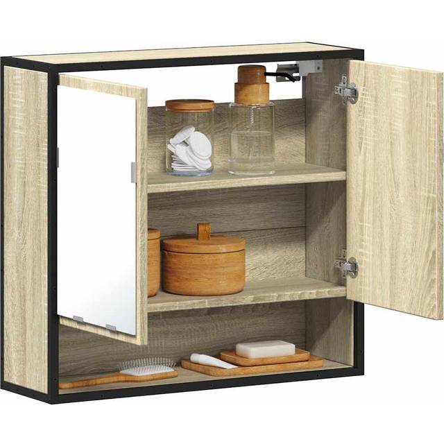 vidaXL Bathroom Mirror Cabinet Sonoma Oak 65x20x60 cm Engineered Wood - Brown