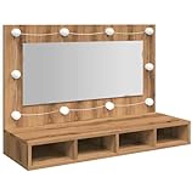 vidaXL Mirror Cabinet with LED Artisan Oak 90x31.5x62 cm - Brown