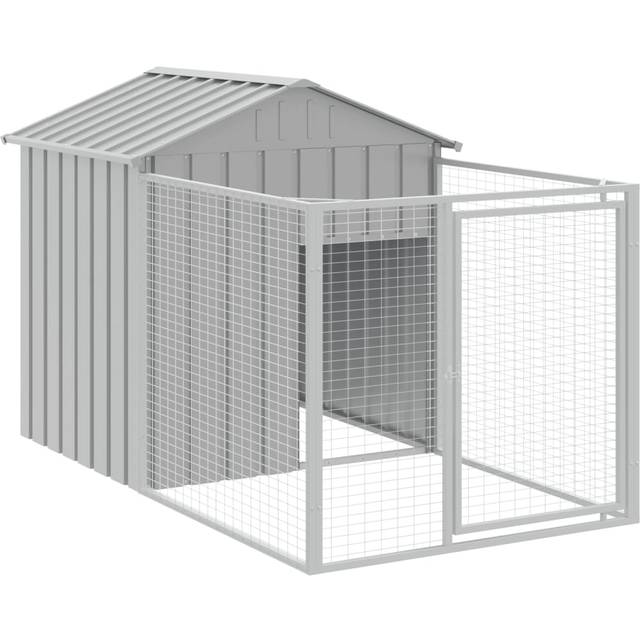vidaXL Dog House with Run Anthracite 117x201x123 cm Galvanised Steel
