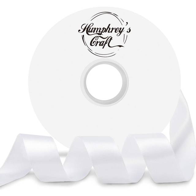 Satin Ribbon 1 Inch White Double Faced - 25 Yards for Gift Wrapping DIY Bows Crafts Bridal Bouquet Cutting Ceremony Sewing Christmas Wedding Baby Show
