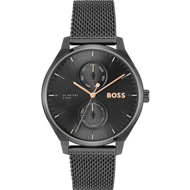 BOSS Tyler Black Dial & Stainless Steel Mesh Watch