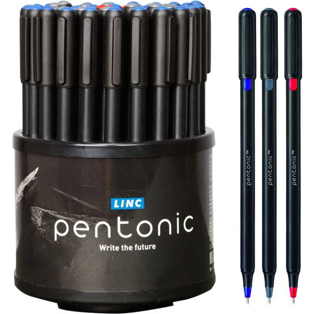 linc Pentonic Premium Ball Point Assorted Pens 10 mm Medium Point  50-count  Pen Organizer For Desk  Medium Point Featherlite Feel  Easy Flow Ink Tech